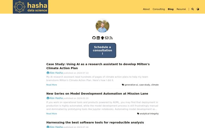 Screenshot of hashadatascience.com