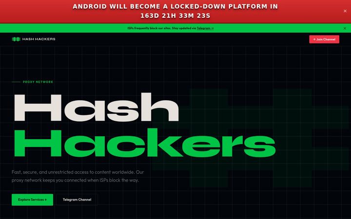 Screenshot of hashhackers.com