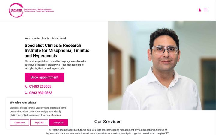 Screenshot of hashirtinnitusclinic.com