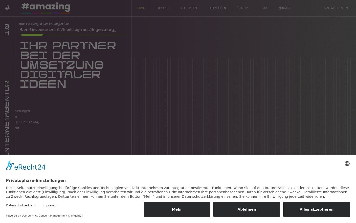 Screenshot des Einwilligungsbanners vor jeglicher Interaktion