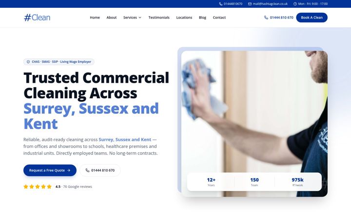 Screenshot of hashtagclean.co.uk