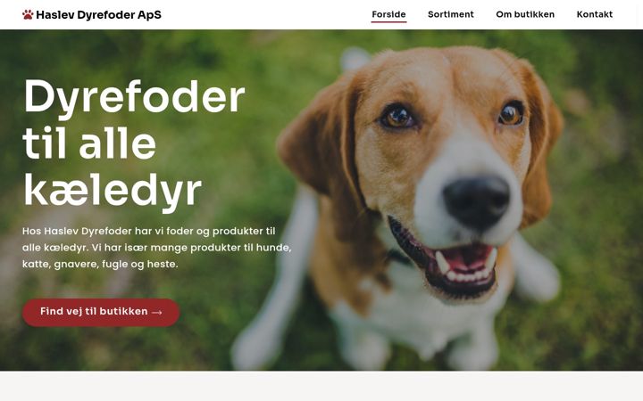 Screenshot of haslevdyrefoderaps.dk
