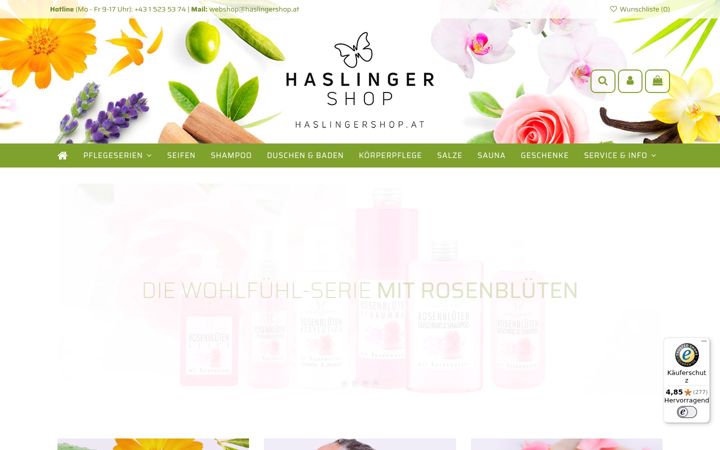 Screenshot of haslingershop.at