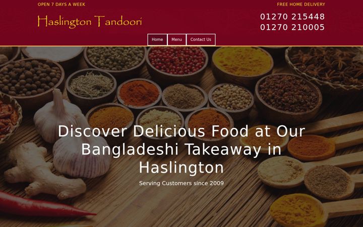 Screenshot ta' haslington-tandoori.co.uk