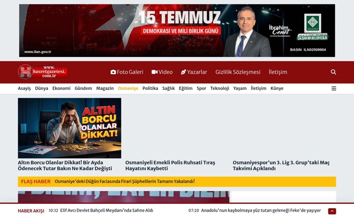 Screenshot ta' hasretgazetesi.com.tr