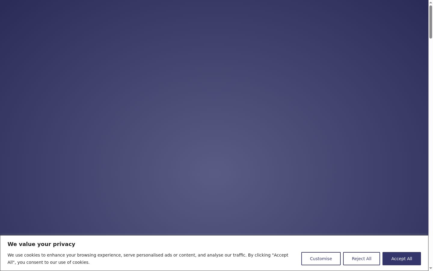 Screenshot del banner di consenso mostrato prima di qualsiasi interazione
