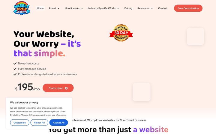 Screenshot of hasslefreewebs.com