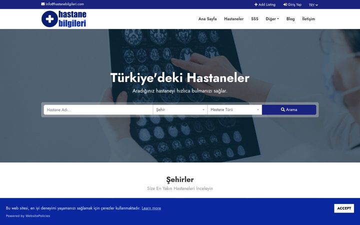 Screenshot of hastanebilgileri.com