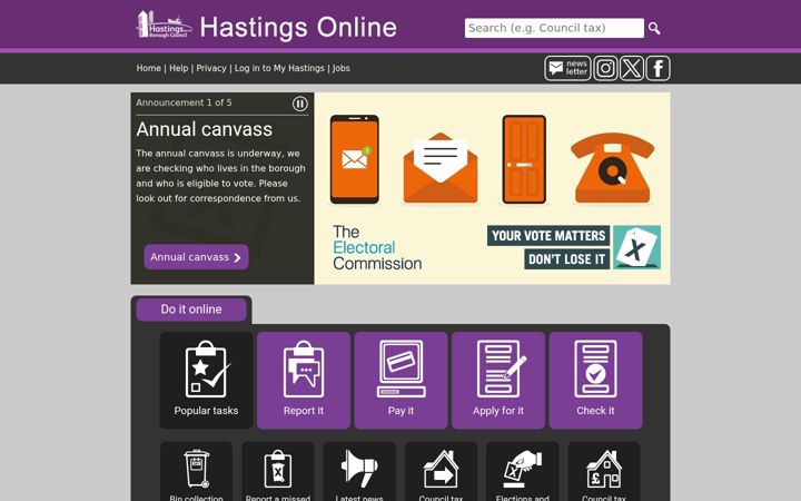 Screenshot of hastings.gov.uk