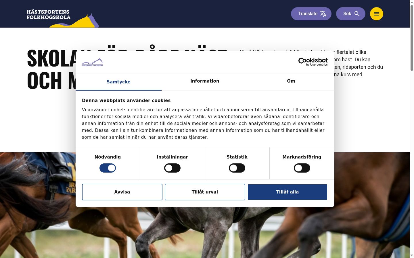 Captura de ecrã do banner de consentimento apresentado antes de qualquer interação