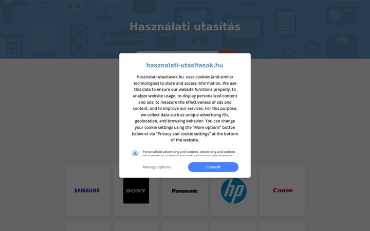 Screenshot of hasznalati-utasitasok.hu