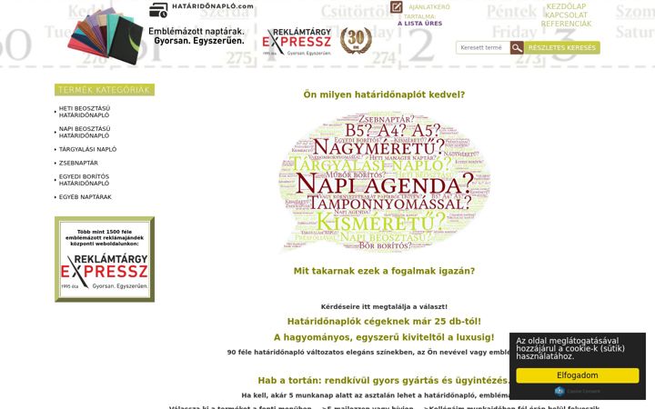Screenshot of hataridonaplo.com