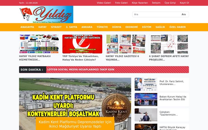 Screenshot of hatayyildizgazetesi.com