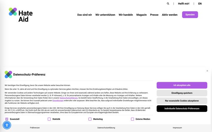 Screenshot of hateaid.org