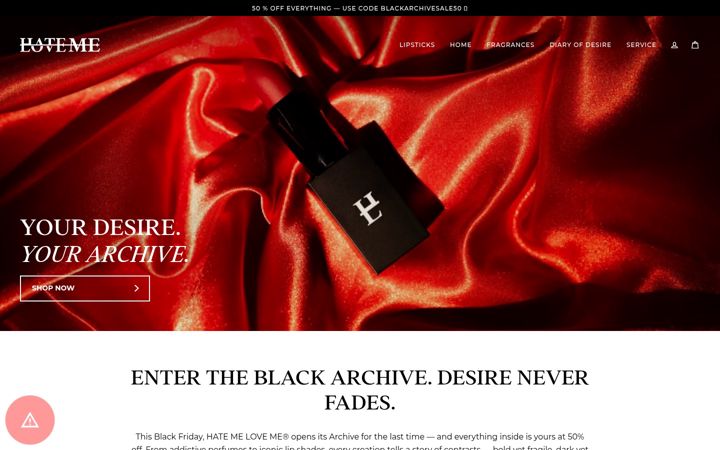 Screenshot of hatemeloveme.com