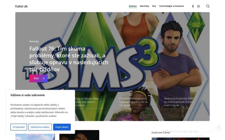 Screenshot of hater.sk