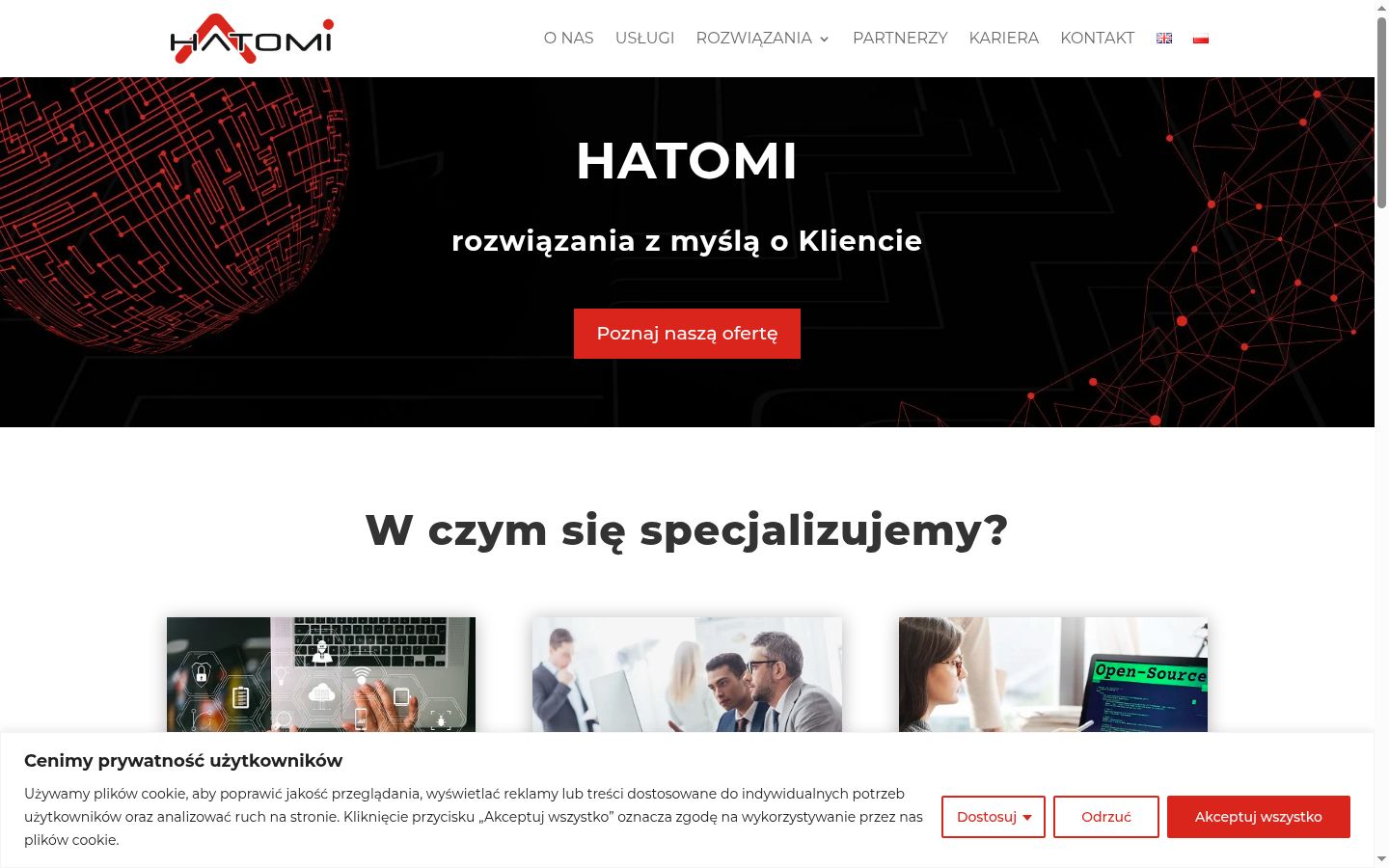 Zrzut ekranu banera zgody wyświetlanego przed jakąkolwiek interakcją