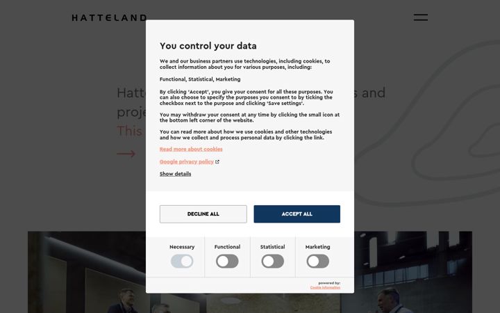 Screenshot of hatteland.com