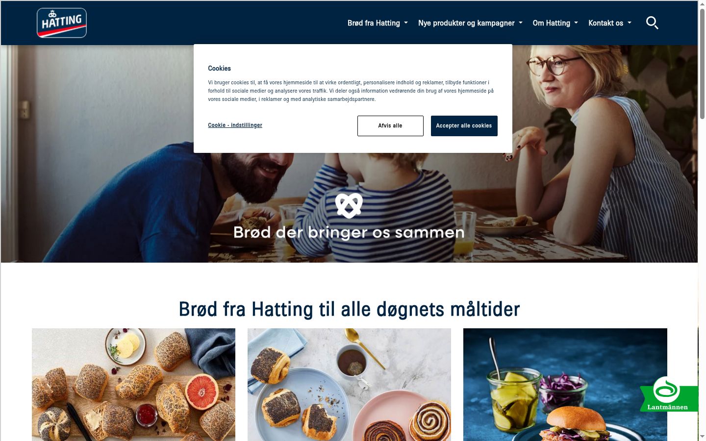 Skärmbild av samtyckesbannern som visades före någon interaktion