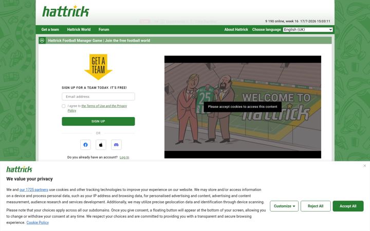 Posnetek zaslona hattrick.org