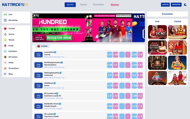 Screenshot of hattrick247.com