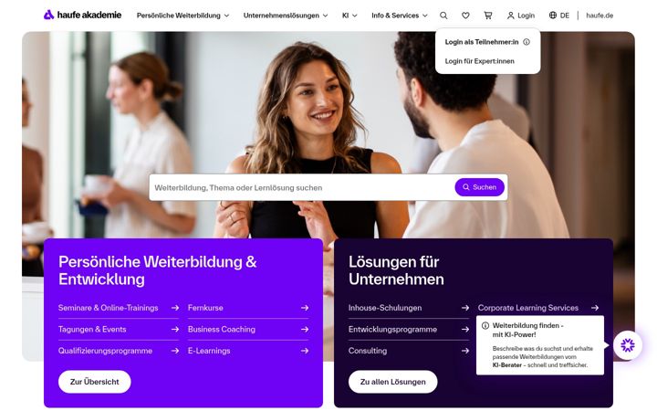 Screenshot of haufe-akademie.de