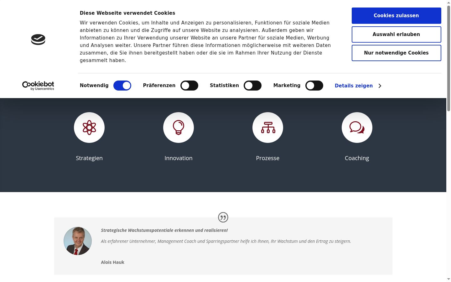 Screenshot del banner di consenso mostrato prima di qualsiasi interazione