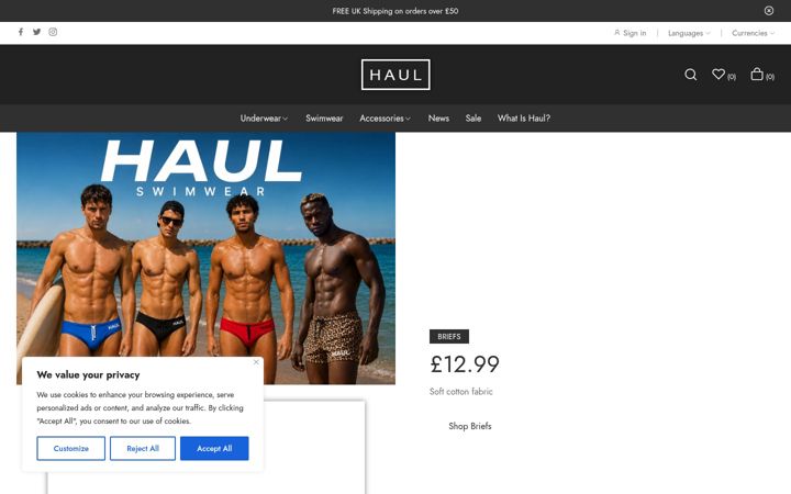 Screenshot of haulclothing.com
