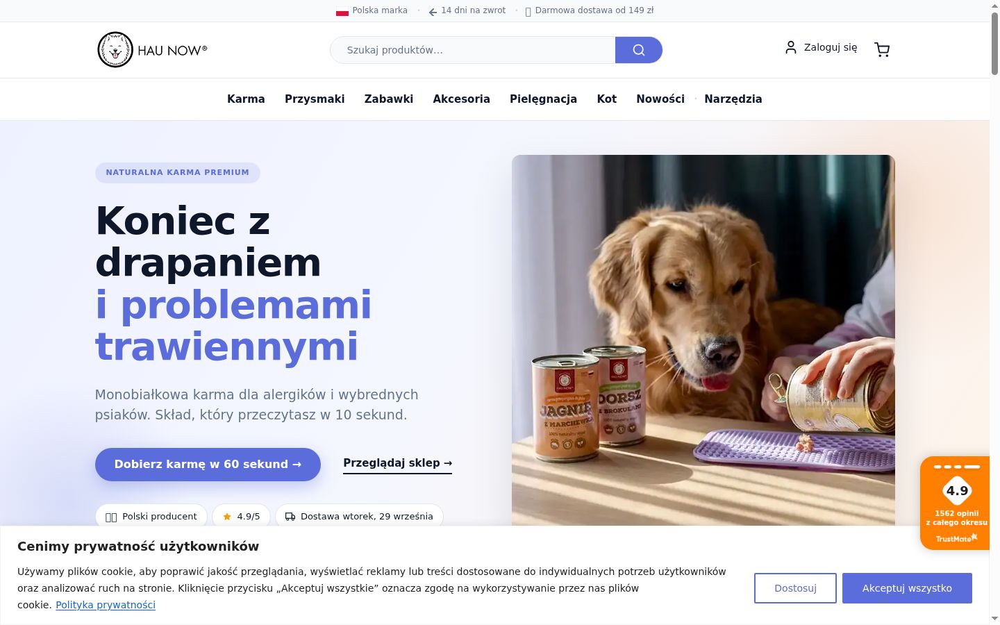 Zrzut ekranu banera zgody wyświetlanego przed jakąkolwiek interakcją
