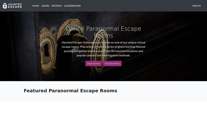 Screenshot of hauntedescape.co.uk