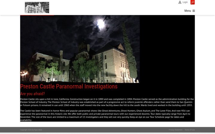 Screenshot of hauntedpreston.com