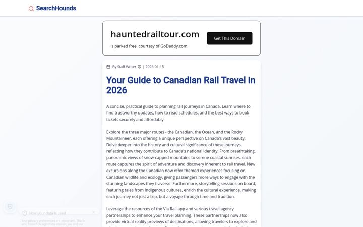 Screenshot of hauntedrailtour.com
