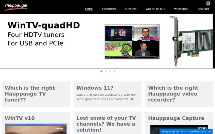 Screenshot of hauppauge.com