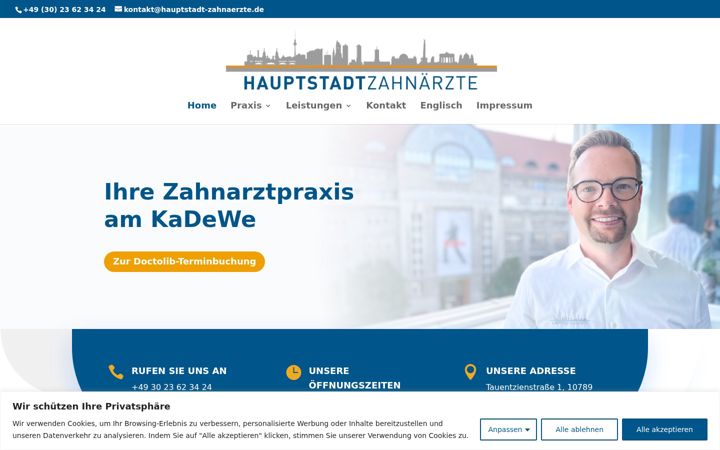 Captură de ecran a hauptstadt-zahnaerzte.de