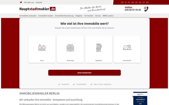 Ekrānuzņēmums no hauptstadtmakler.de