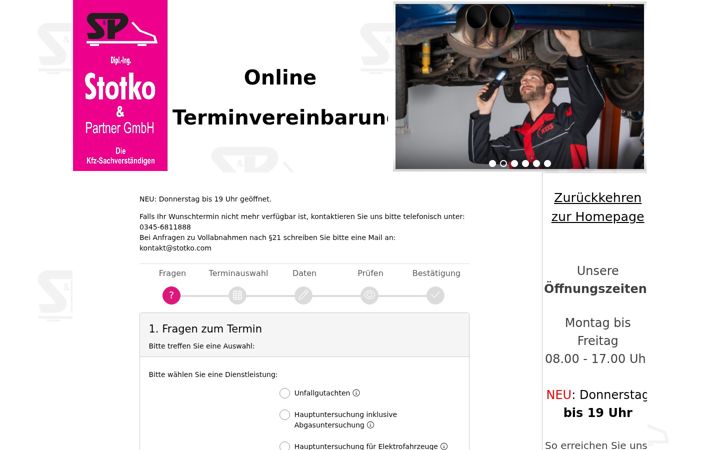 Screenshot of hauptuntersuchung.online