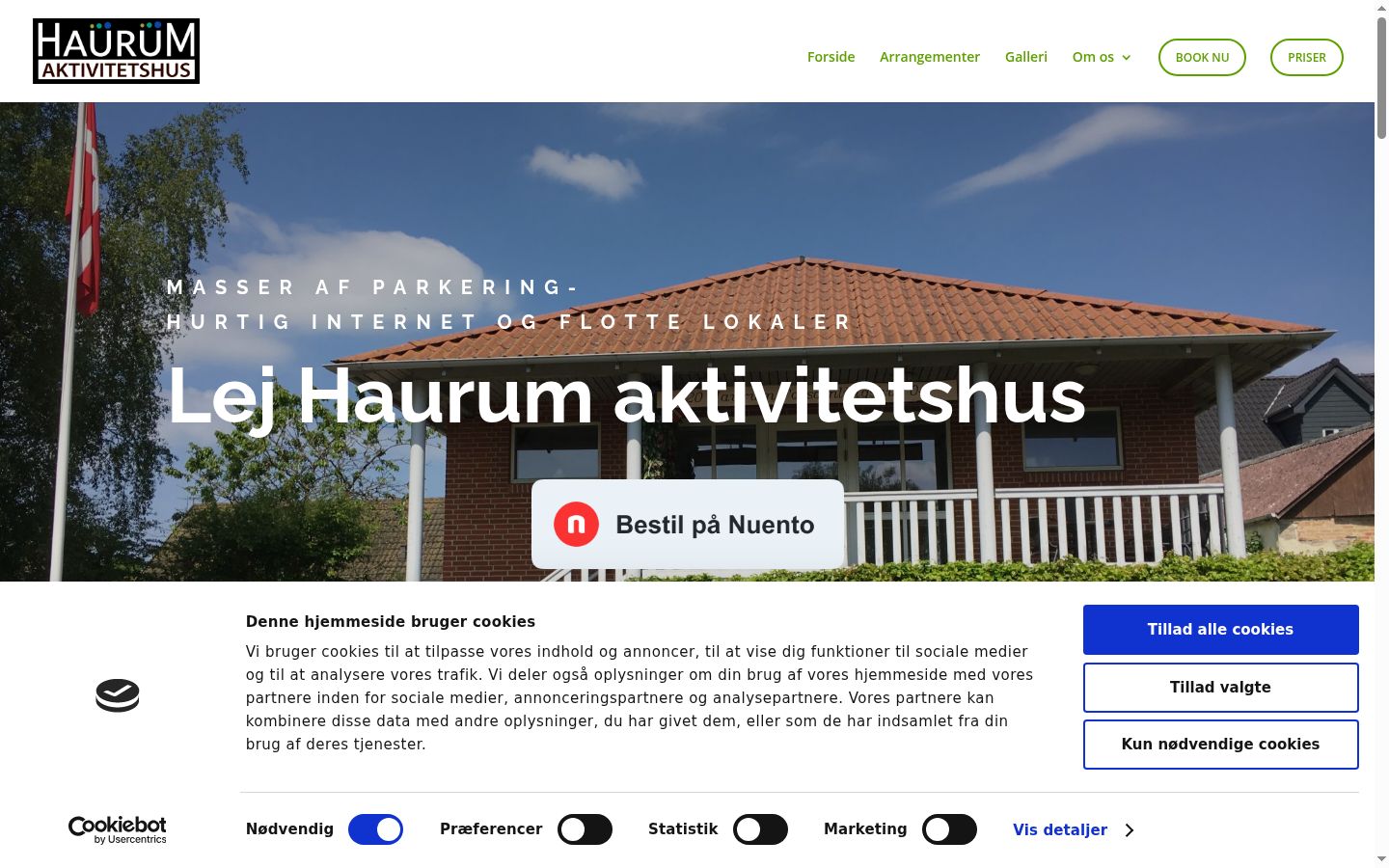 Skärmbild av samtyckesbannern som visades före någon interaktion