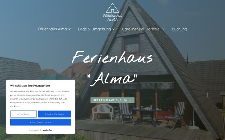 Ekrānuzņēmums no haus-alma-carolinensiel.de