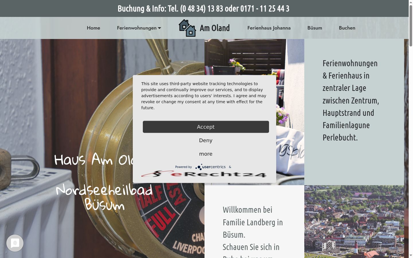 Screenshot des Einwilligungsbanners vor jeglicher Interaktion