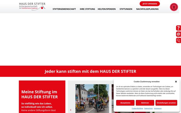 Screenshot of haus-der-stifter-augsburg.de