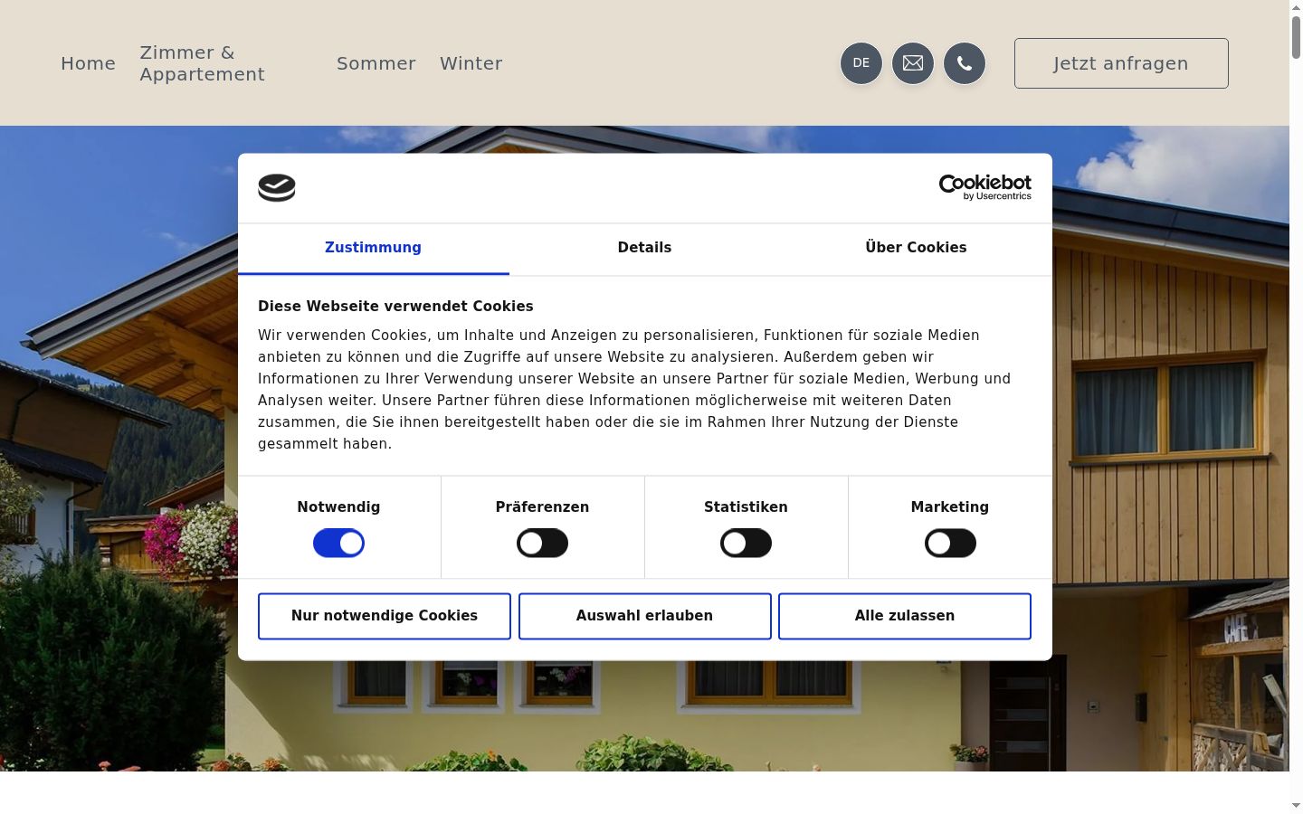 Capture d'écran de la bannière de consentement affichée avant toute interaction