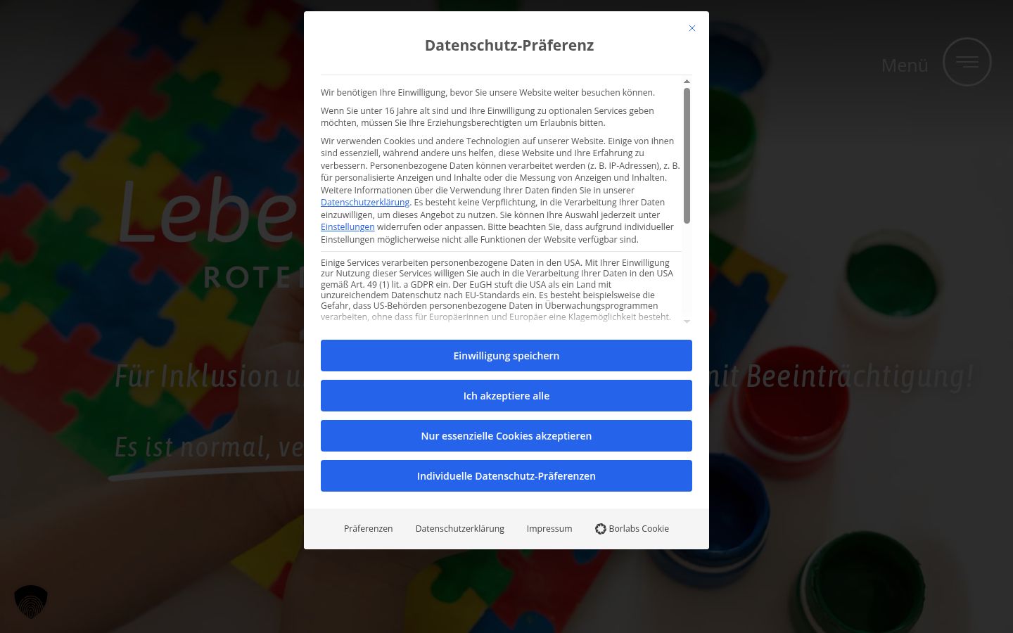 Capture d'écran de la bannière de consentement affichée avant toute interaction