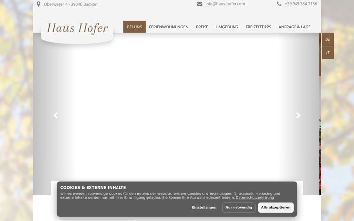 Screenshot of haus-hofer.com