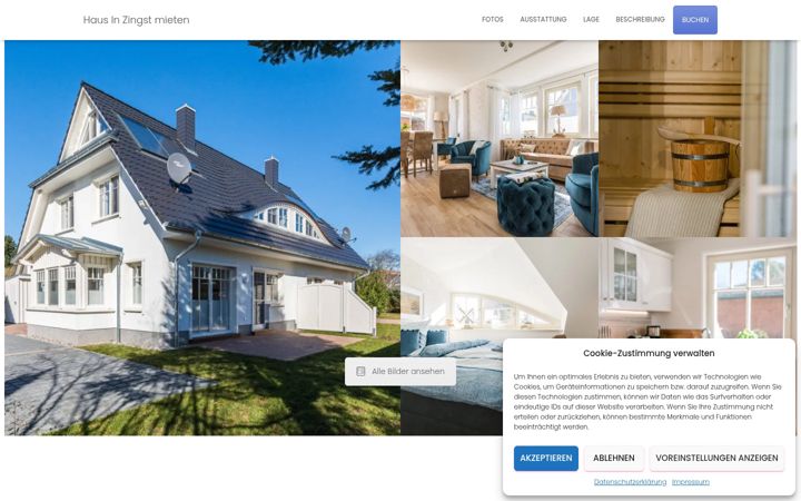 Екранна снимка на haus-in-zingst.de