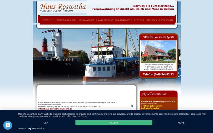 Screenshot of haus-roswitha-buesum.de