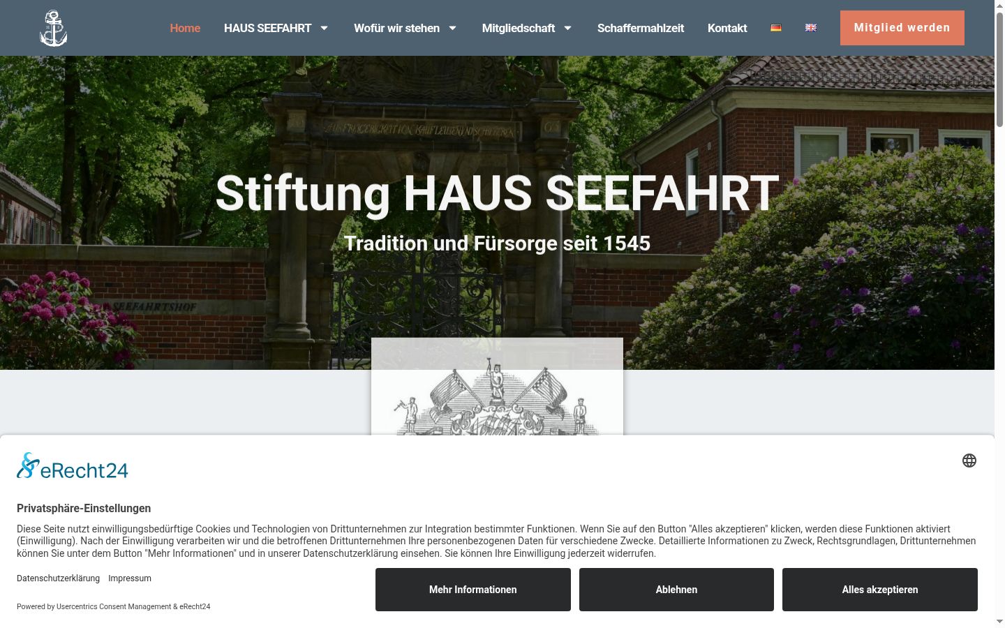 Screenshot des Einwilligungsbanners vor jeglicher Interaktion