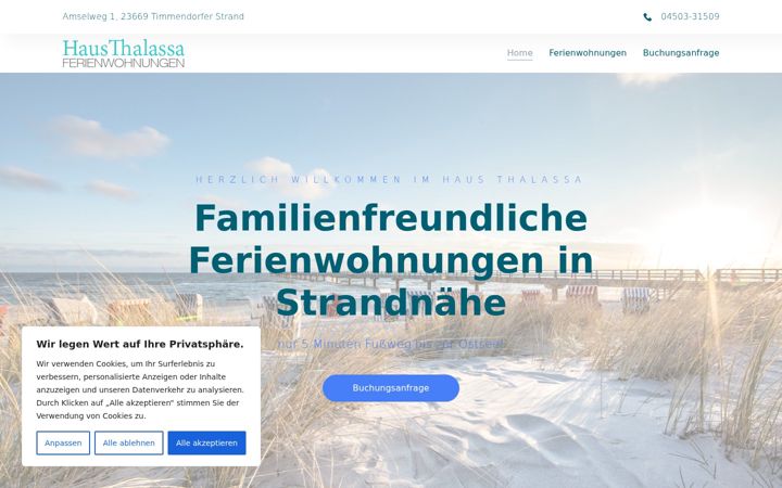 Snimka zaslona za haus-thalassa.de