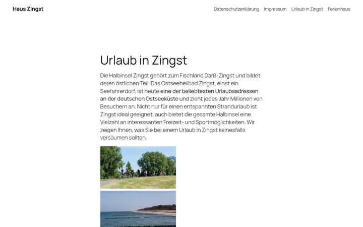 Képernyőkép: haus-zingst.de