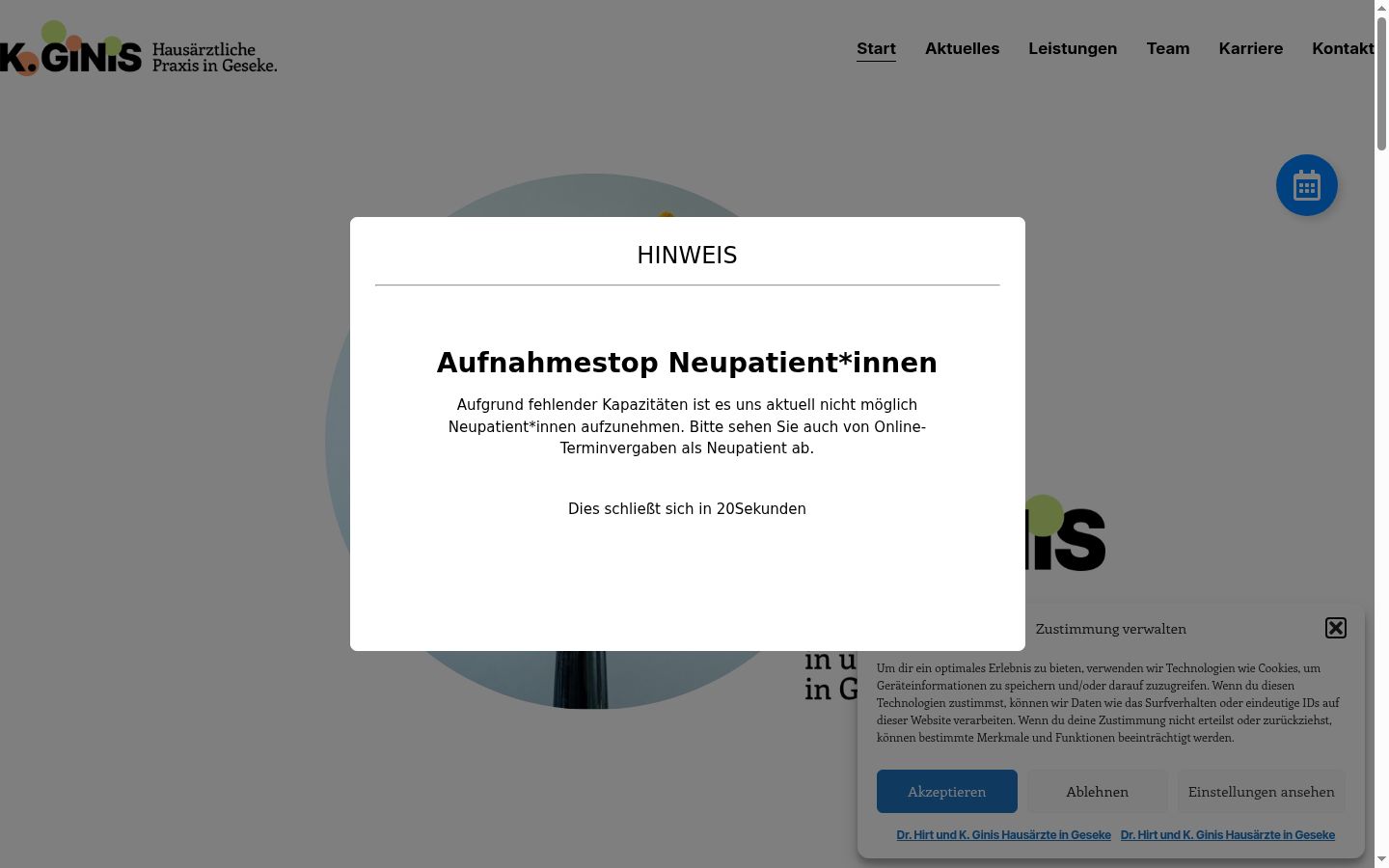 Screenshot del banner di consenso mostrato prima di qualsiasi interazione