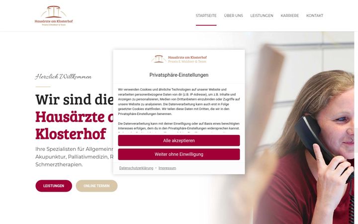 Screenshot of hausaerzte-klosterhof.de